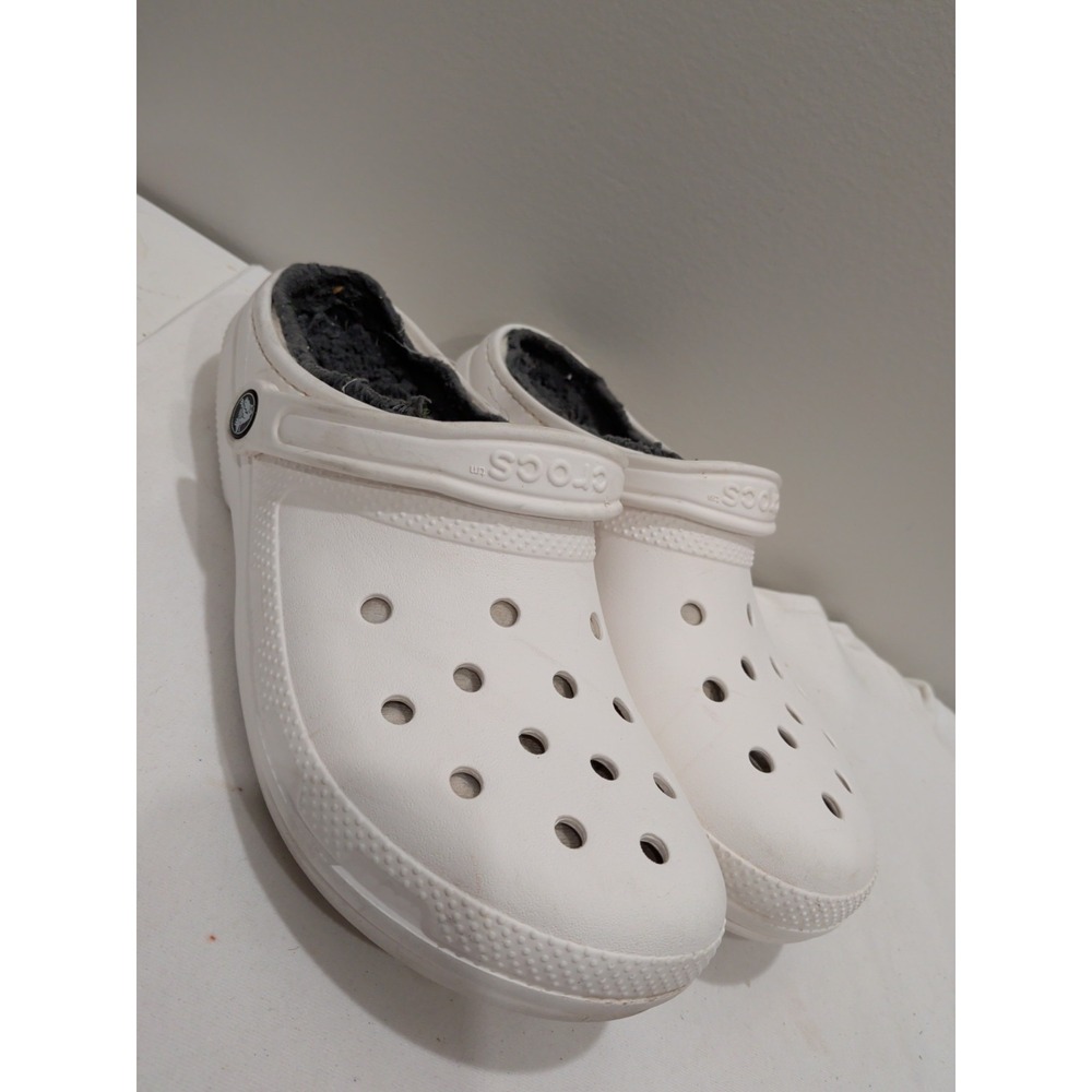 CROCS Classic Lined Clogs Unisex Size US M10 W12 White Grey with Tags